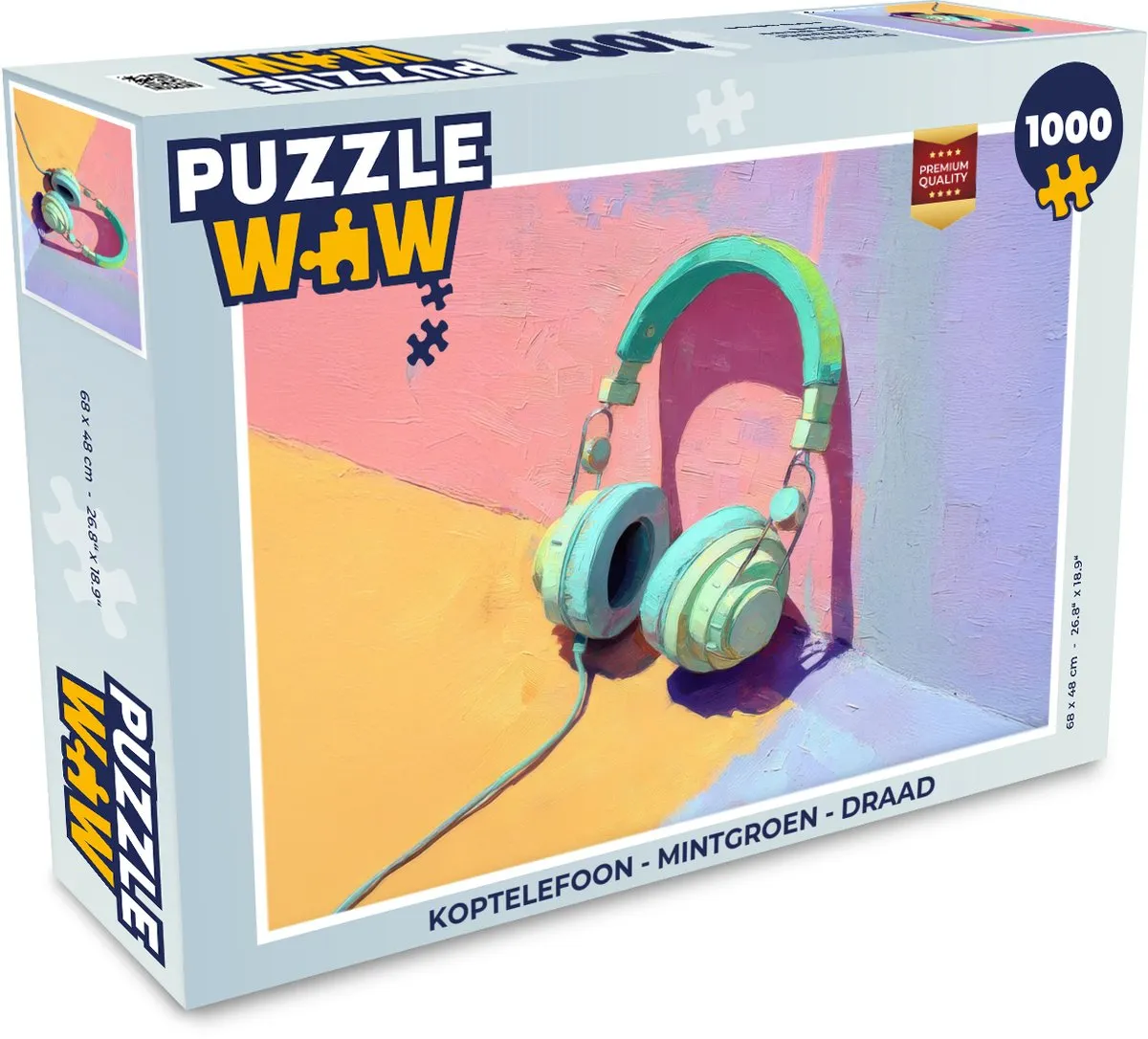 PuzzleWow Koptelefoon Puzzel 1000 Stuks - Mintgroen