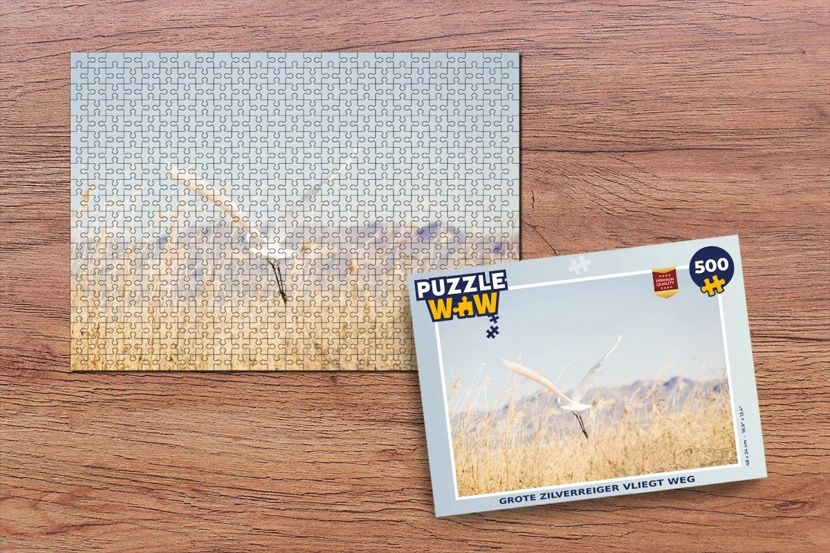 PuzzleWow Grote Zilverreiger Vliegt Weg Legpuzzel 500 Stuks - Multicolor