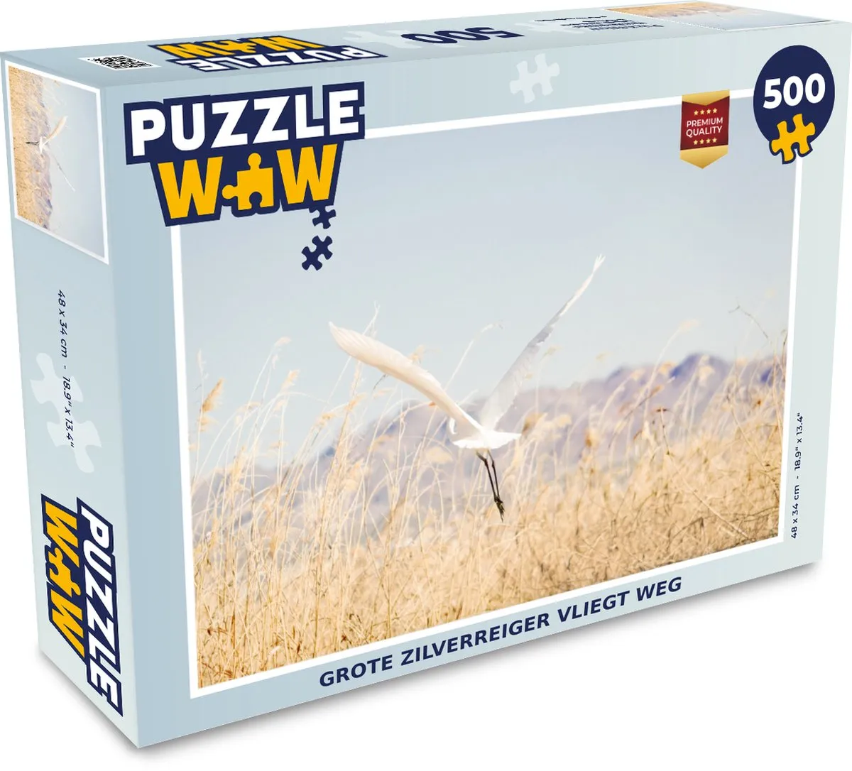 PuzzleWow Grote Zilverreiger Vliegt Weg Legpuzzel 500 Stuks