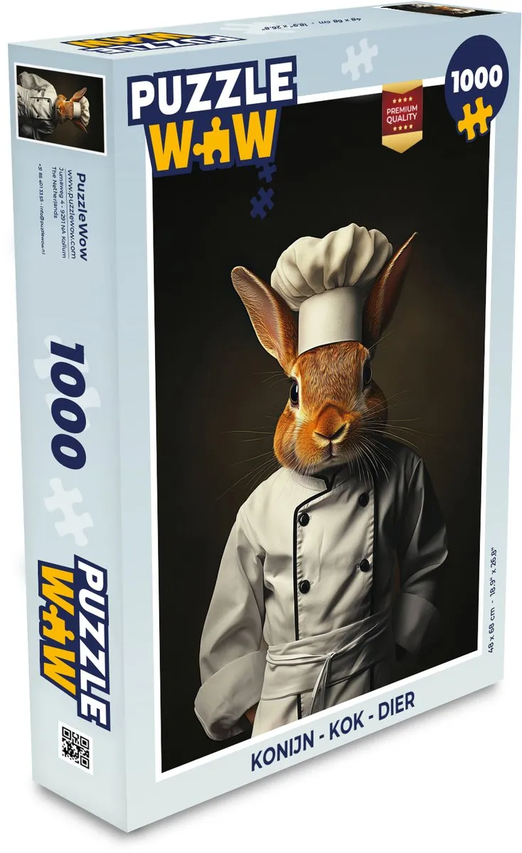 PuzzleWow Konijn Kok Legpuzzel 1000 Stuks