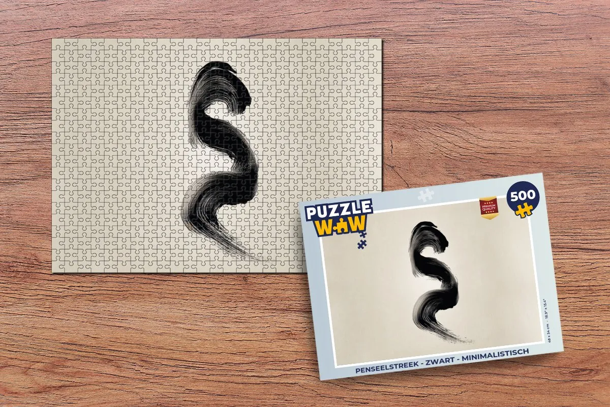 PuzzleWow Penseelstreek Puzzel 500 Stuks - Zwart - MPN 8721404789538