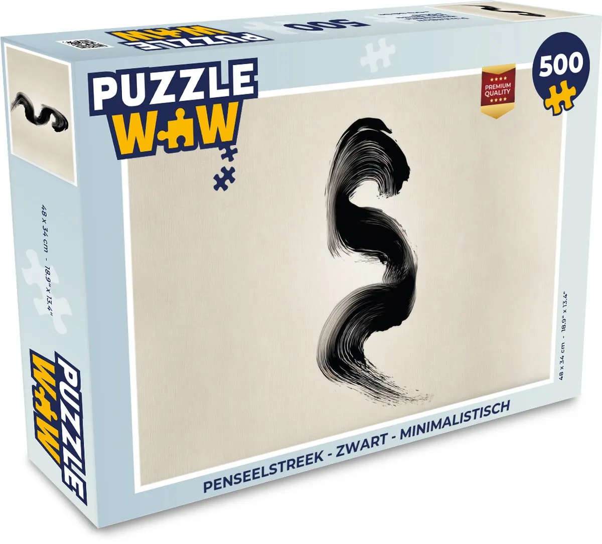 PuzzleWow Penseelstreek Puzzel 500 Stuks - Zwart - MPN 8721404789538