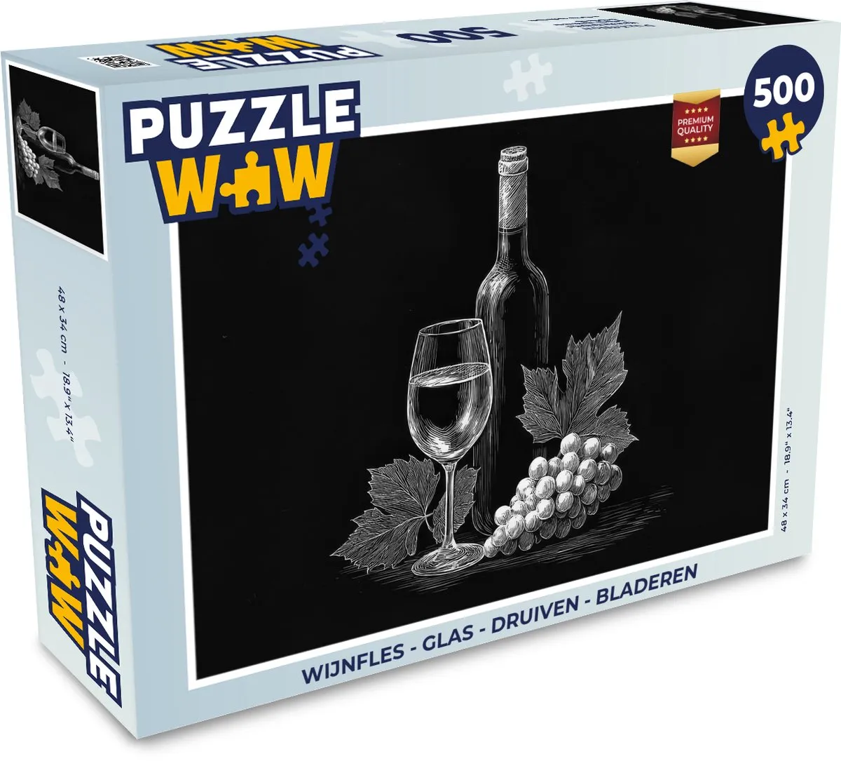 PuzzleWow Wijnfles Legpuzzel 500 Stuks - Druiven
