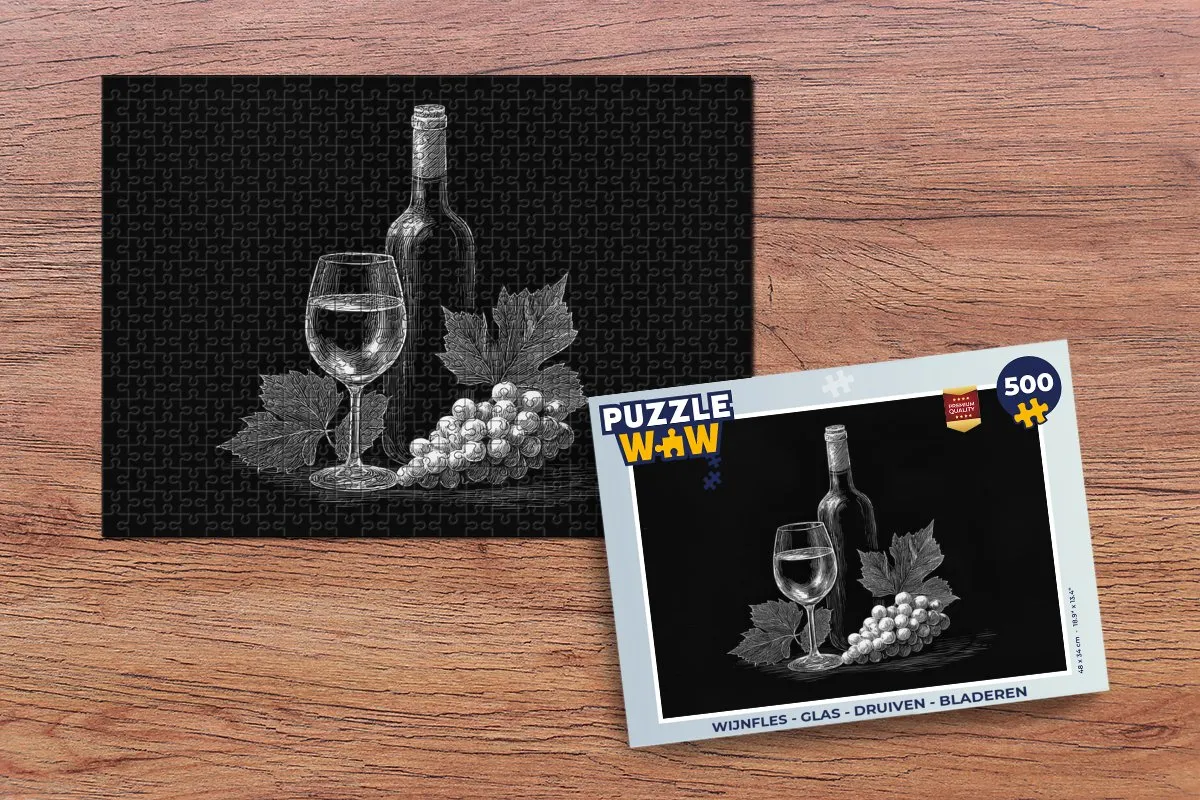 PuzzleWow Wijnfles Legpuzzel 500 Stuks - Druiven