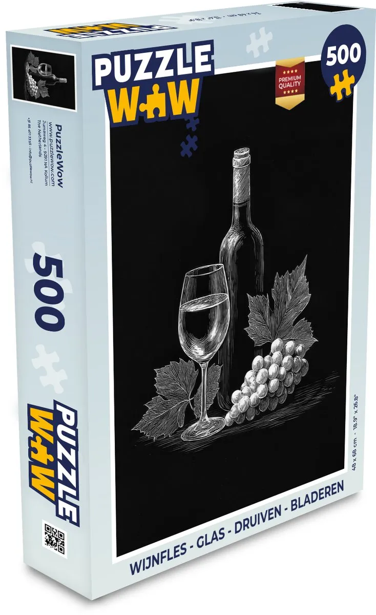 PuzzleWow Wijnfles Legpuzzel 500 Stuks - Druiven