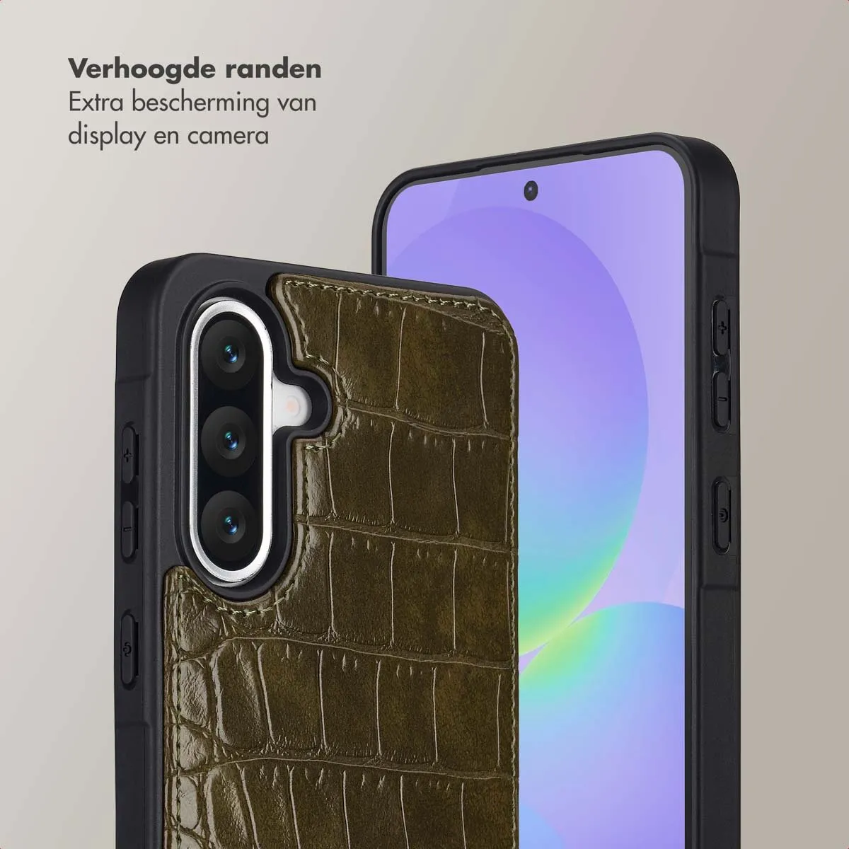 Selencia Croco Backcover Hoesje Samsung Galaxy A36 - 2 Pasjes - Donkergroen