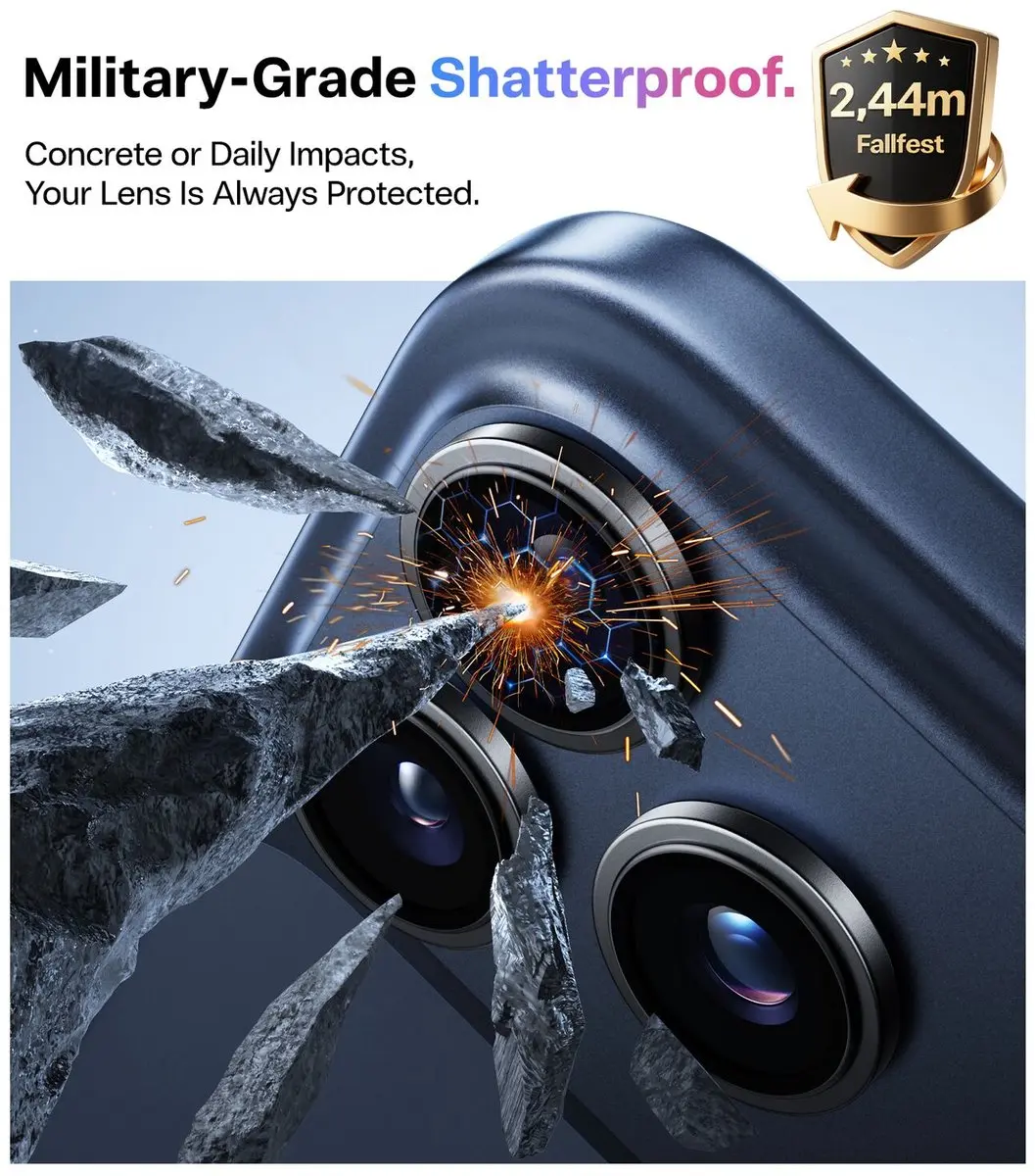 Torras LensGuard iPhone 17 Pro Camera Lens Protector - 9H Glas - Zwart