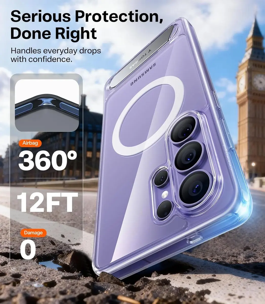 Torras Ostand Magnetic Hoesje S26 Ultra - Transparant - MagSafe