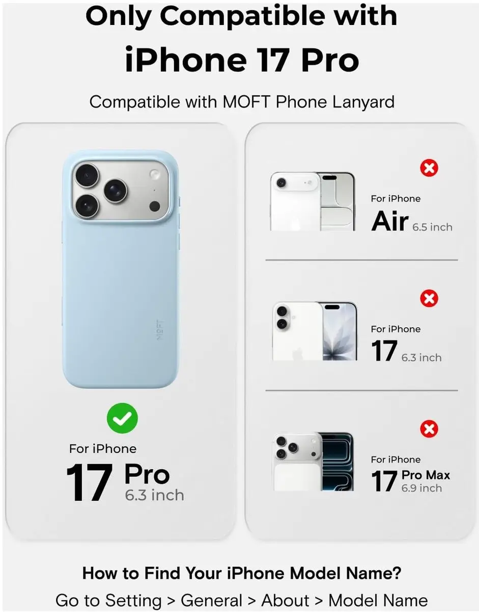 MOFT Vegan Leer Hoesje iPhone 17 Pro - MagSafe - Lichtblauw