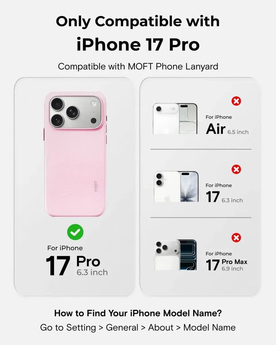 MOFT MOVAS Snap Back Cover iPhone 17 Pro - Roze Vegan Leer