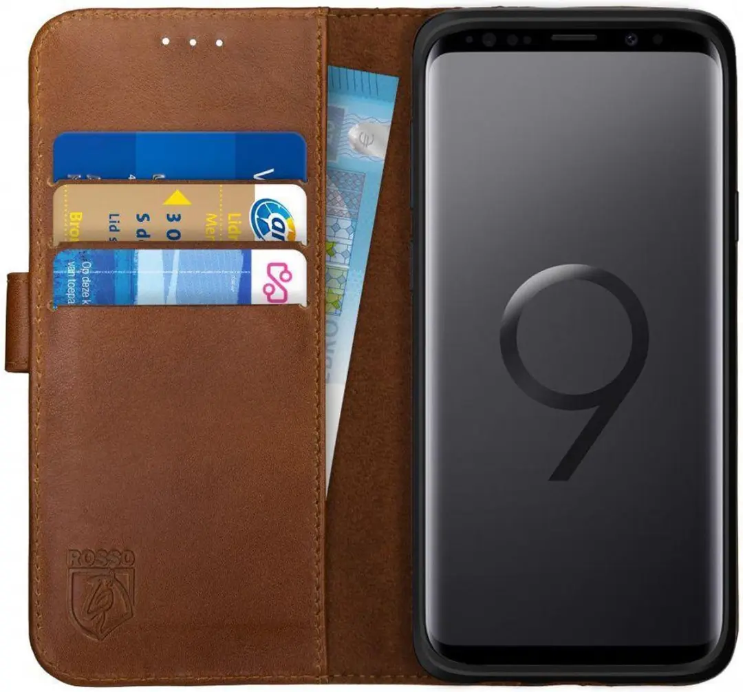 Rosso Deluxe Book Case Samsung Galaxy S9 - 3 Pasjes Bruin