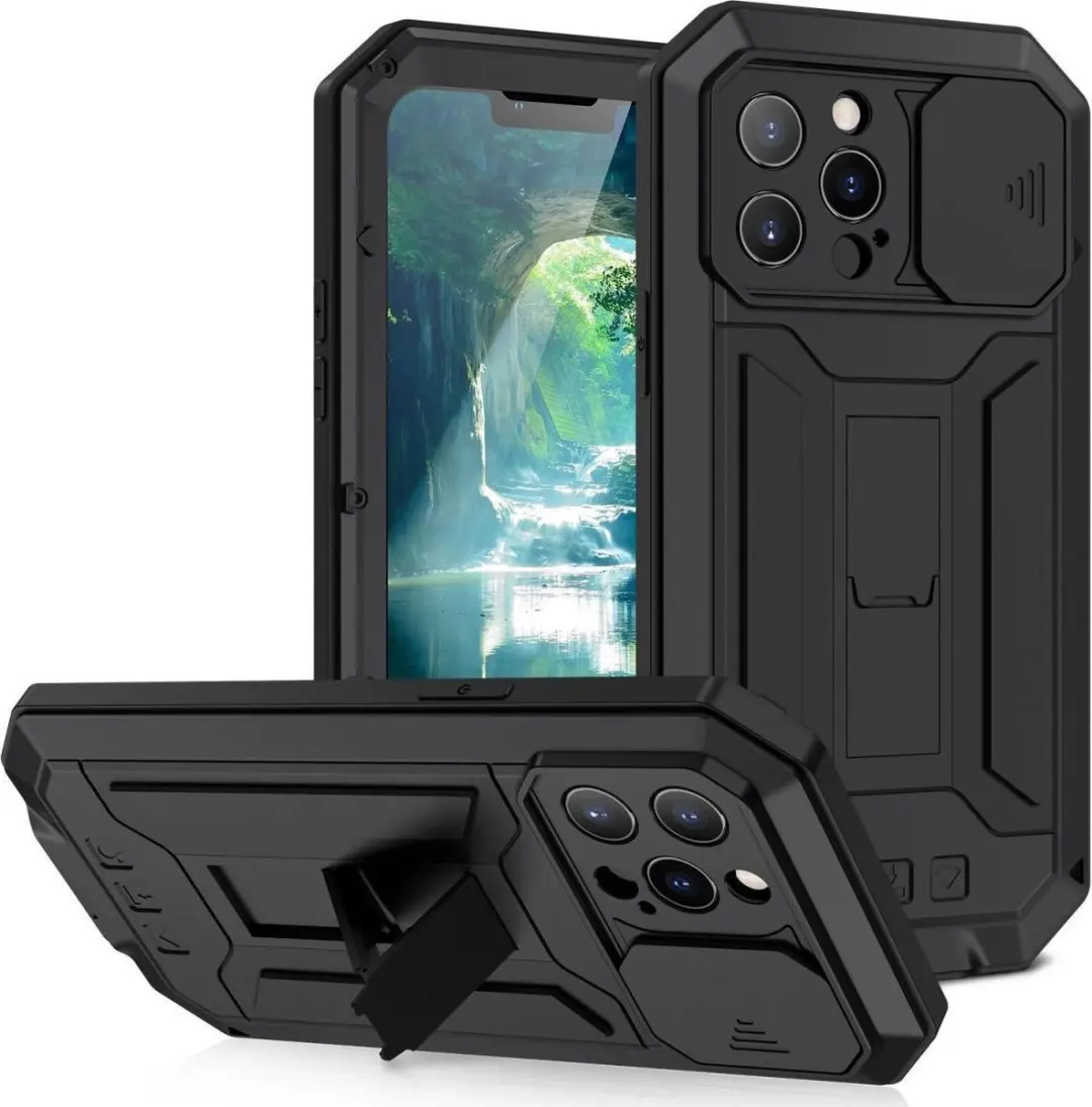 R-JUST Sliding Camera Bescherming iPhone 13 Pro Max - Zwart