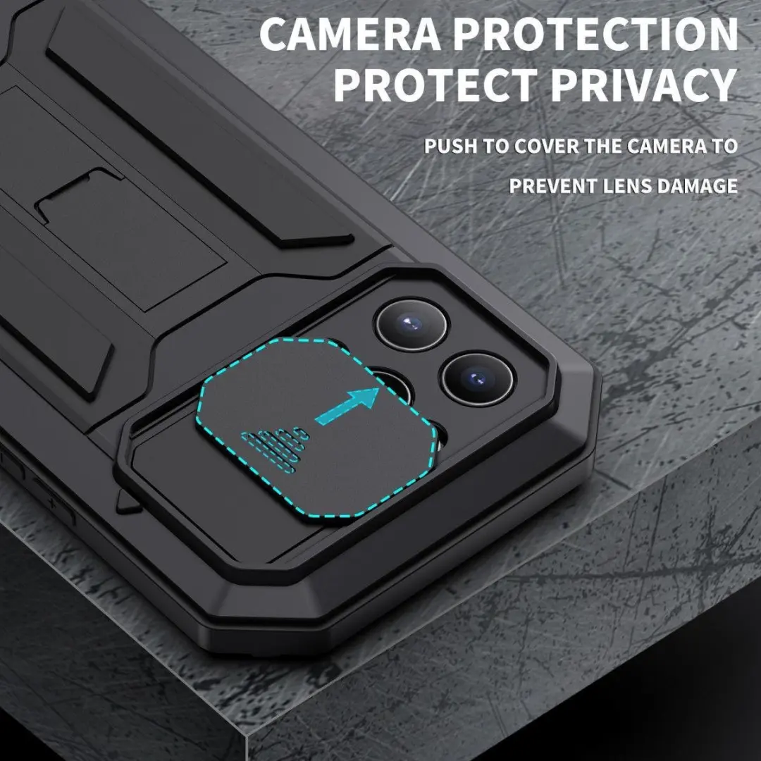 R-JUST Sliding Camera Bescherming iPhone 13 Pro Max - Zwart
