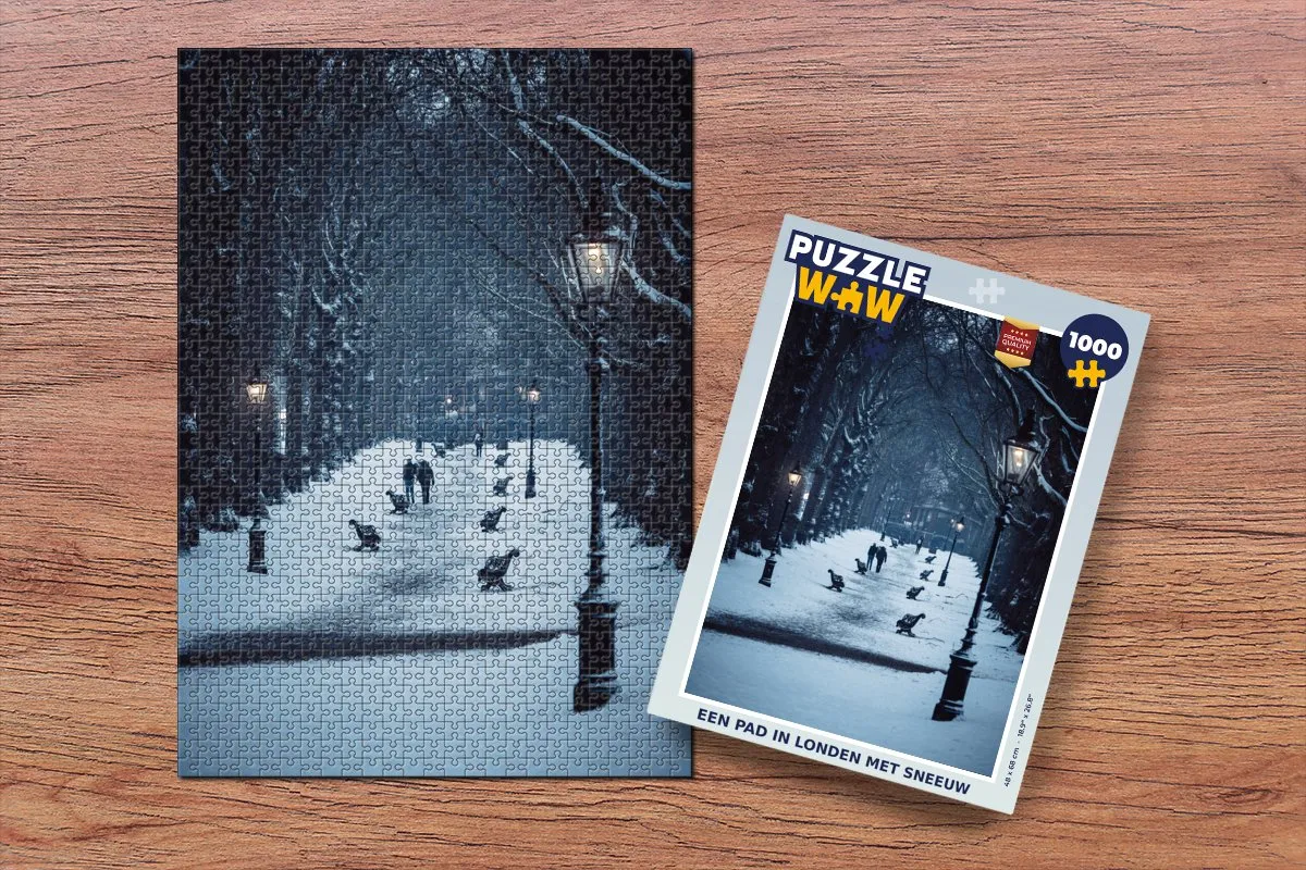 PuzzleWow Legpuzzel Een pad in Londen met sneeuw 1000 Stuks - Multicolor