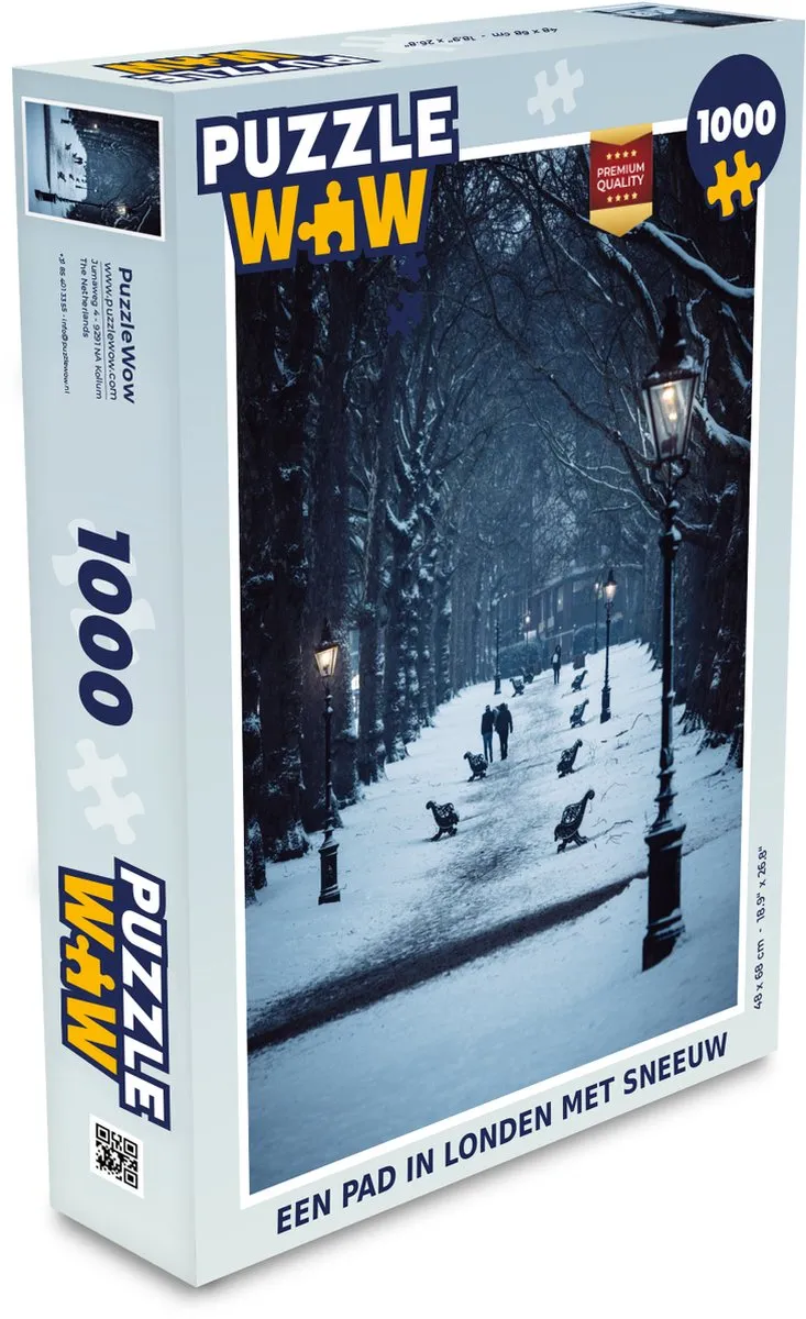 PuzzleWow Legpuzzel Een pad in Londen met sneeuw 1000 Stuks