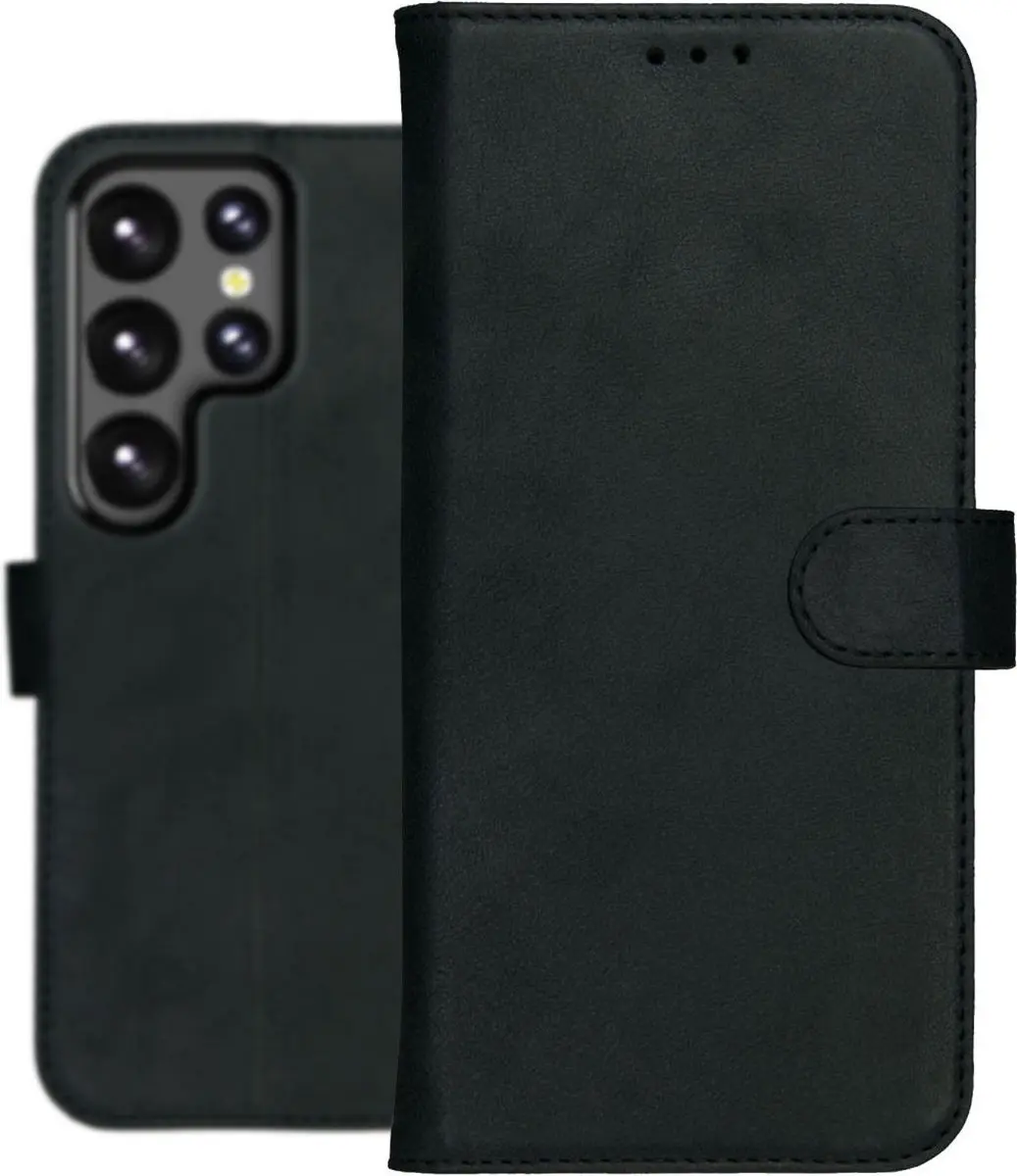 Rosso Deluxe Book Case Samsung Galaxy S23 Ultra - 3 Pasjes - Zwart