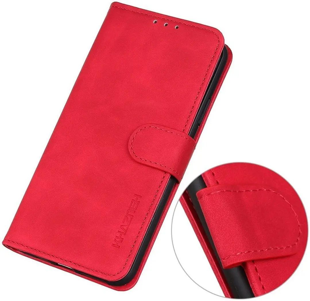 Khazneh Moto E13 Retro Wallet Hoesje - Rood