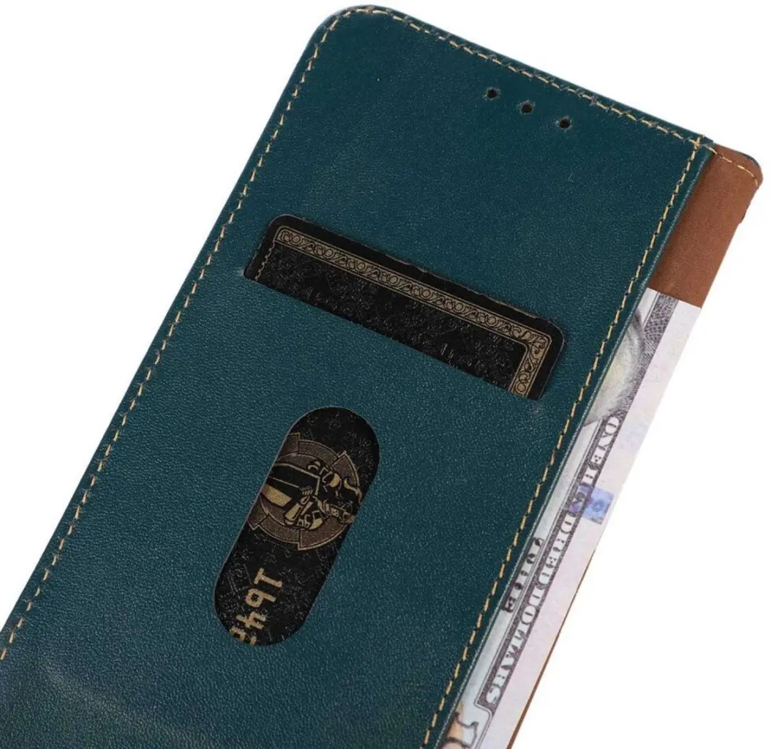 Khazneh iPhone 15 Pro Hoesje RFID Portemonnee - Groen
