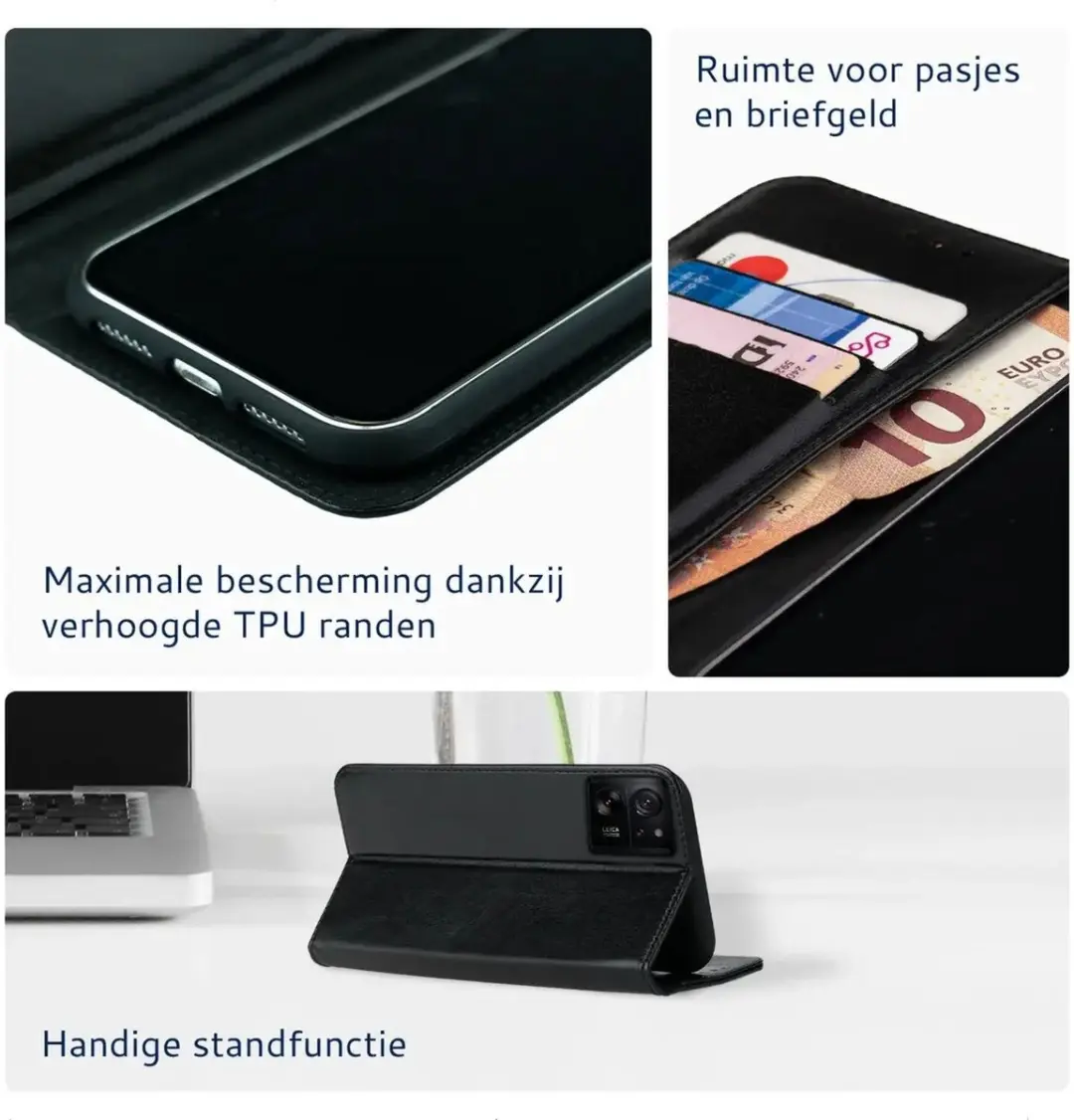 Rosso Element Book Case Wallet Xiaomi 13T - 3 Pasjes - Zwart