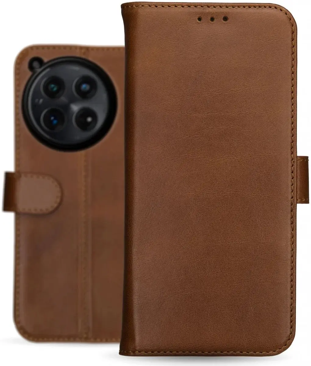 Rosso Deluxe Book Case OnePlus 12 - 3 Pasjes - Bruin