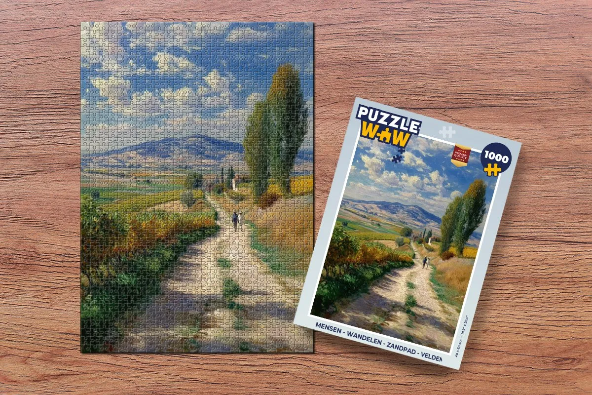 PuzzleWow Wandelen Zandpad Velden Bergen Legpuzzel 1000 Stuks