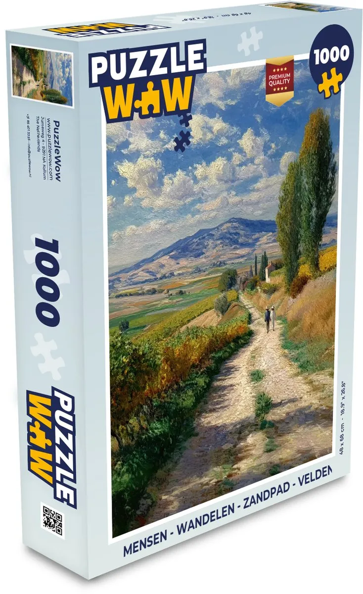 PuzzleWow Wandelen Zandpad Velden Bergen Legpuzzel 1000 Stuks