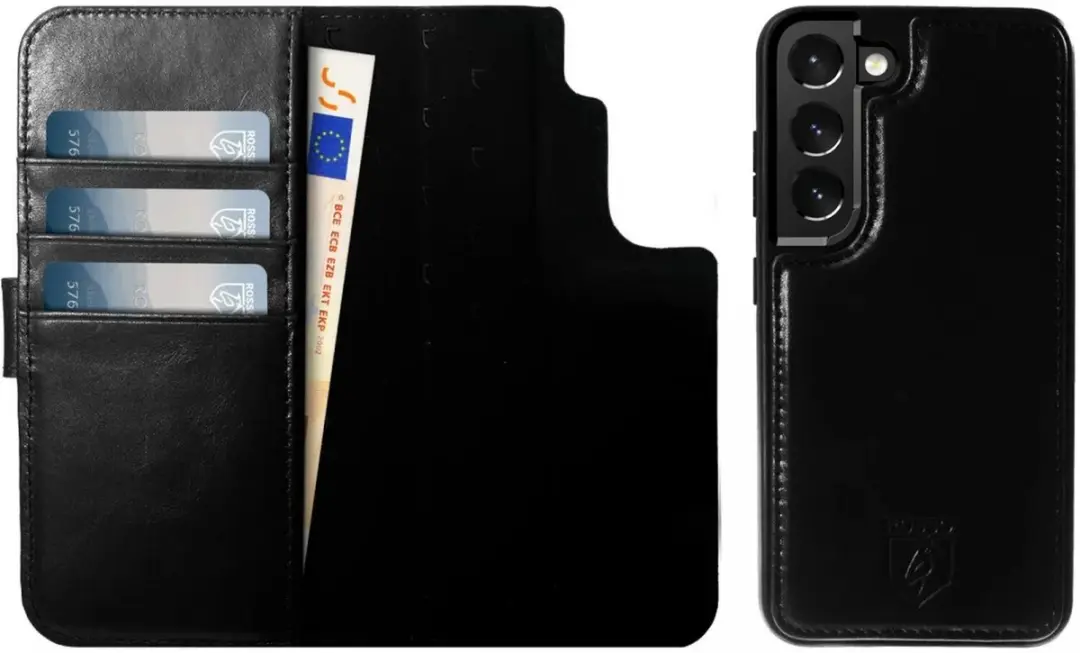 Rosso Elite Hoesje Samsung Galaxy S22 - 3 Pasjes - MagSafe - Zwart