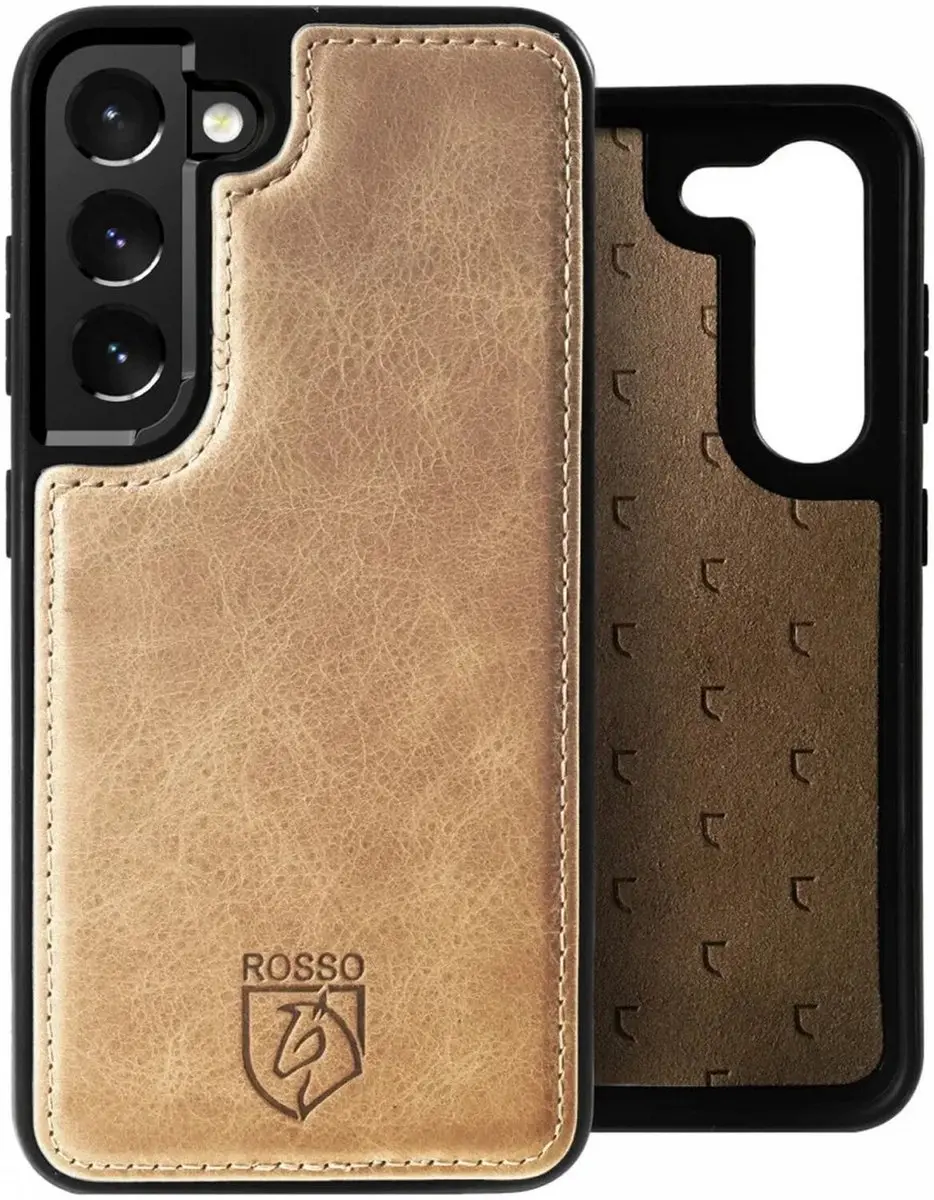 Rosso Elite 184382 Hoesje Samsung Galaxy S22 - Echt Leer Lichtbruin