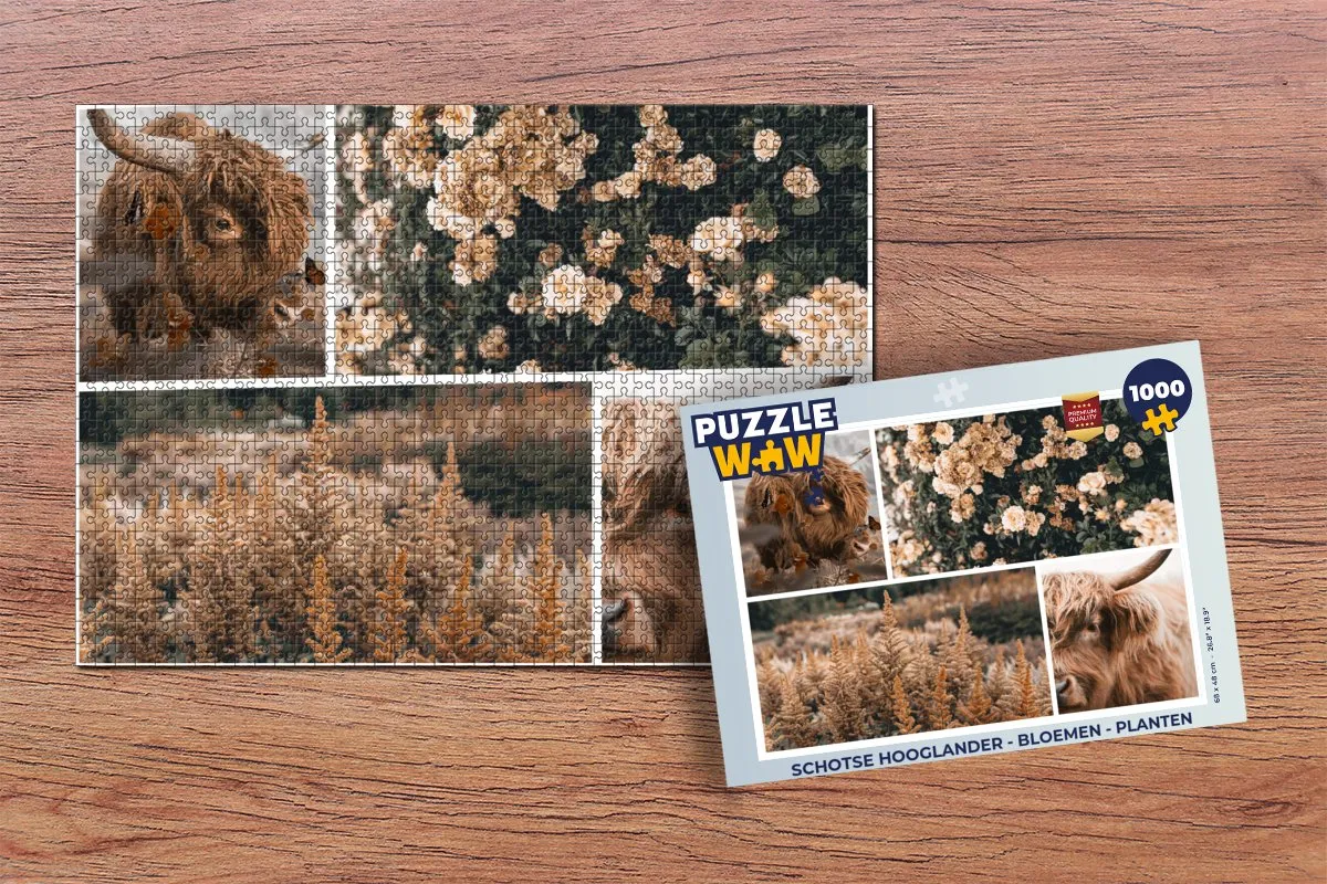 PuzzleWow Schotse Hooglander Legpuzzel 1000 Stuks - Multicolor