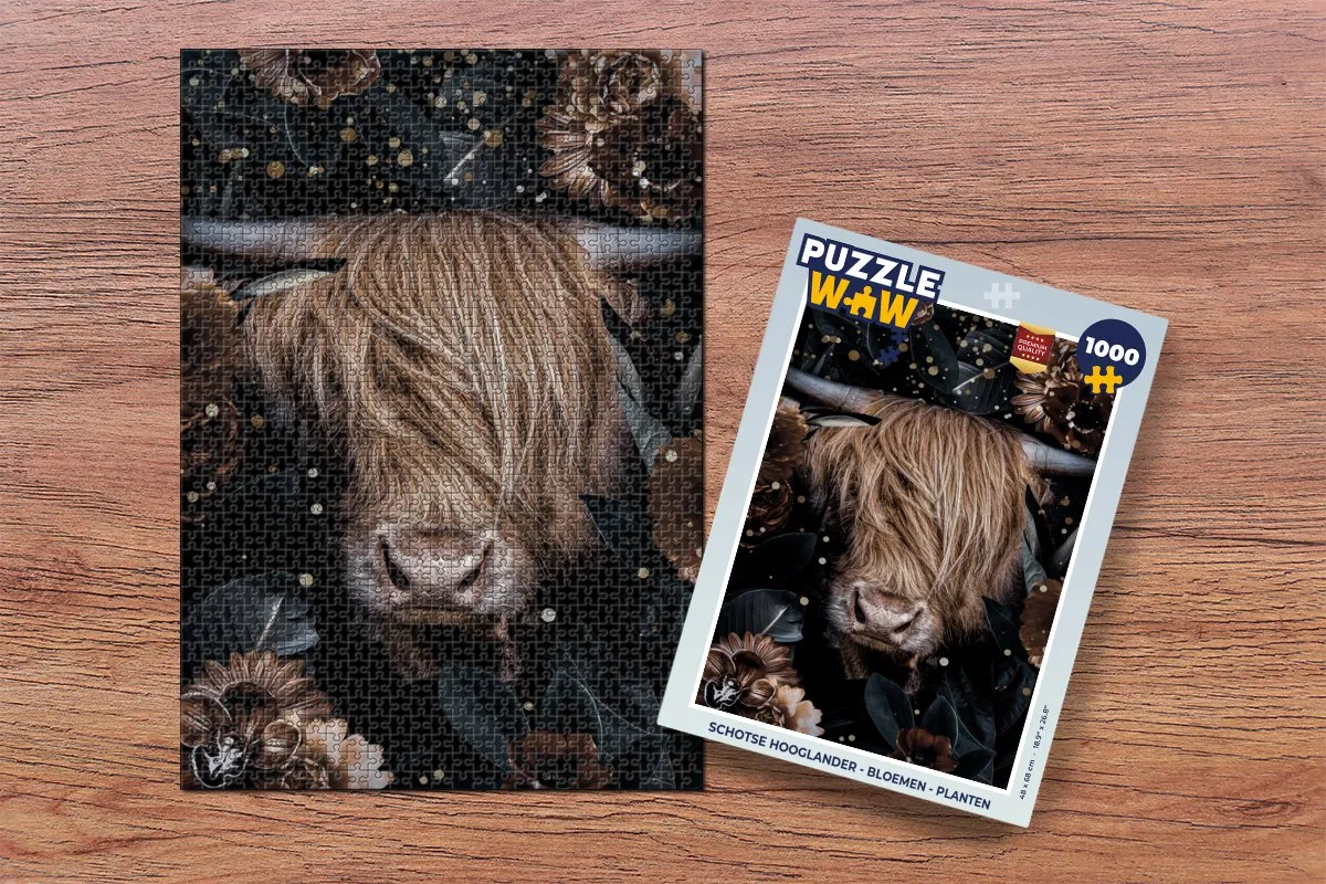 PuzzleWow Schotse Hooglander Legpuzzel 1000 Stuks - Multicolor