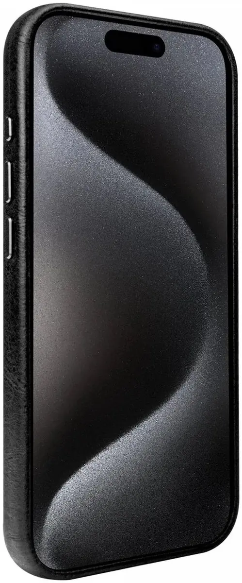 Rosso Elite 185756 Hoesje iPhone 15 Pro - Echt leer - Zwart