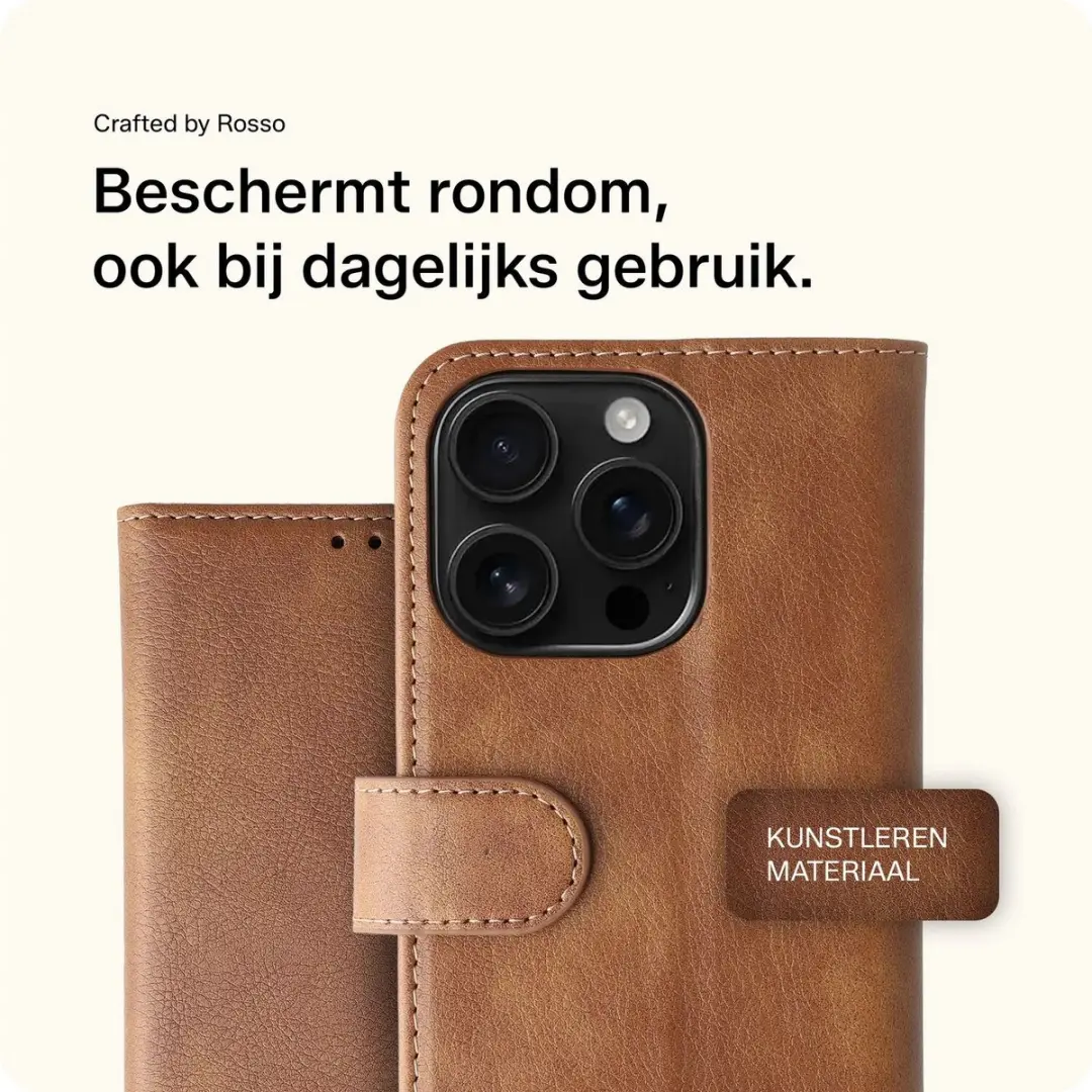 Rosso Element Wallet Book Case iPhone 16 Pro - 3 Pasjes - Bruin