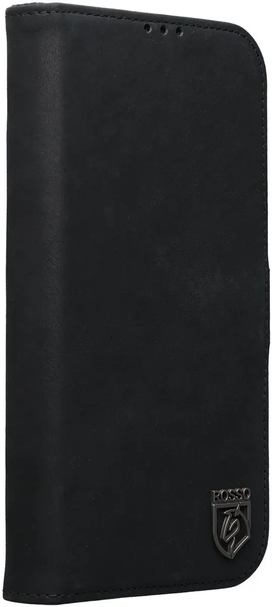Rosso Elite 193595 Hoesje iPhone 16 - Echt Leer - 3 Pasjes - Zwart