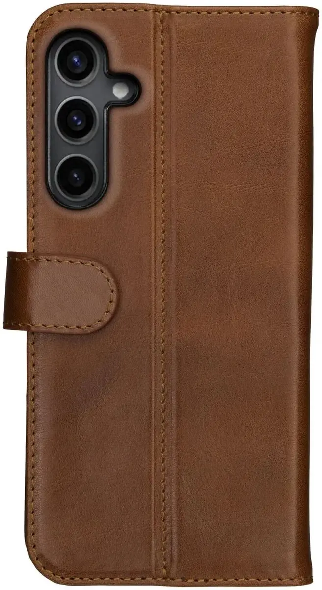 Rosso Deluxe Echt Leer Hoesje Samsung Galaxy S24 FE - 3 Pasjes - Bruin
