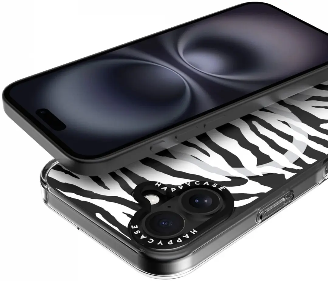 HappyCase Joy Hoesje iPhone 16 - MagSafe - Silver Zebra Print