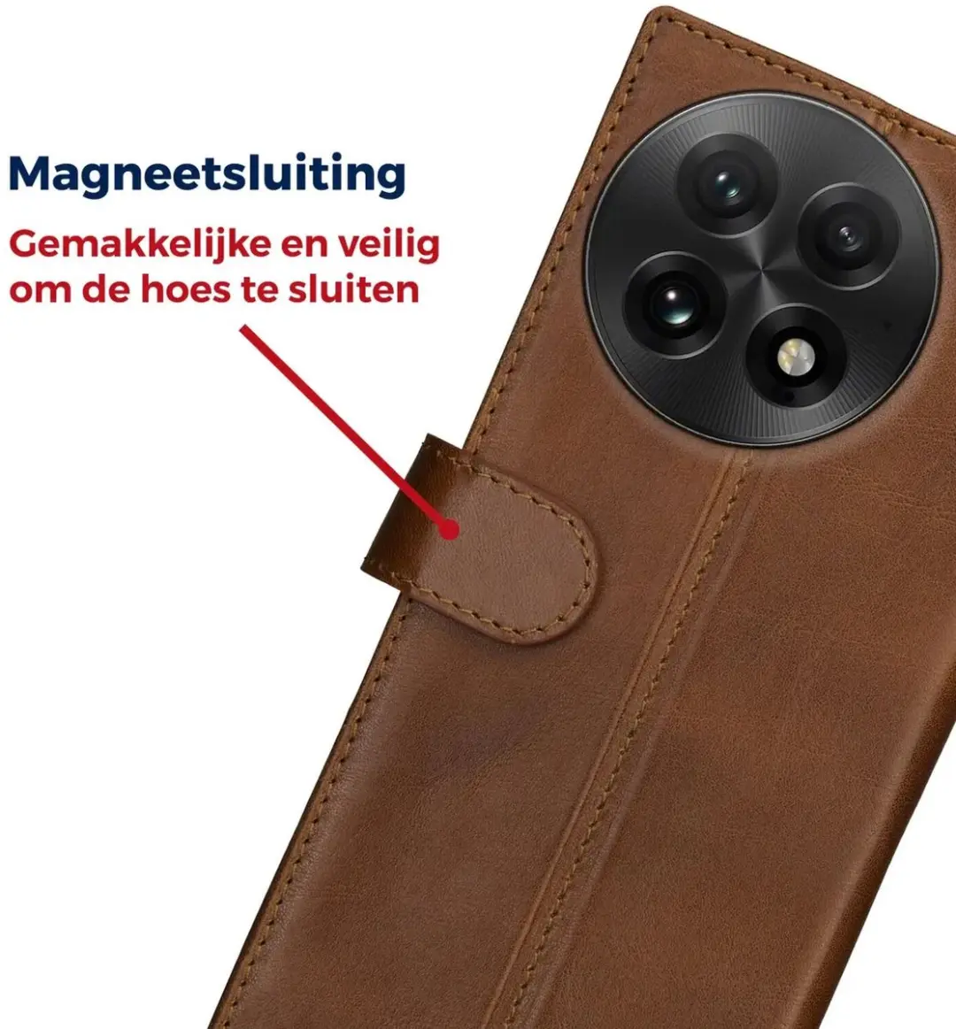 Rosso Deluxe Echt Leer Hoesje OnePlus 13 - 3 Pasjes - Bruin