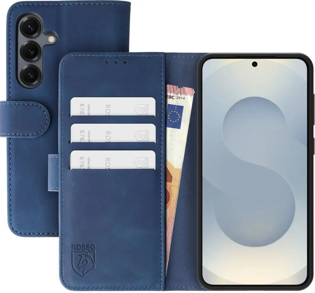 Rosso Element Wallet Book Case Samsung Galaxy S25 - 3 Pasjes - Blauw