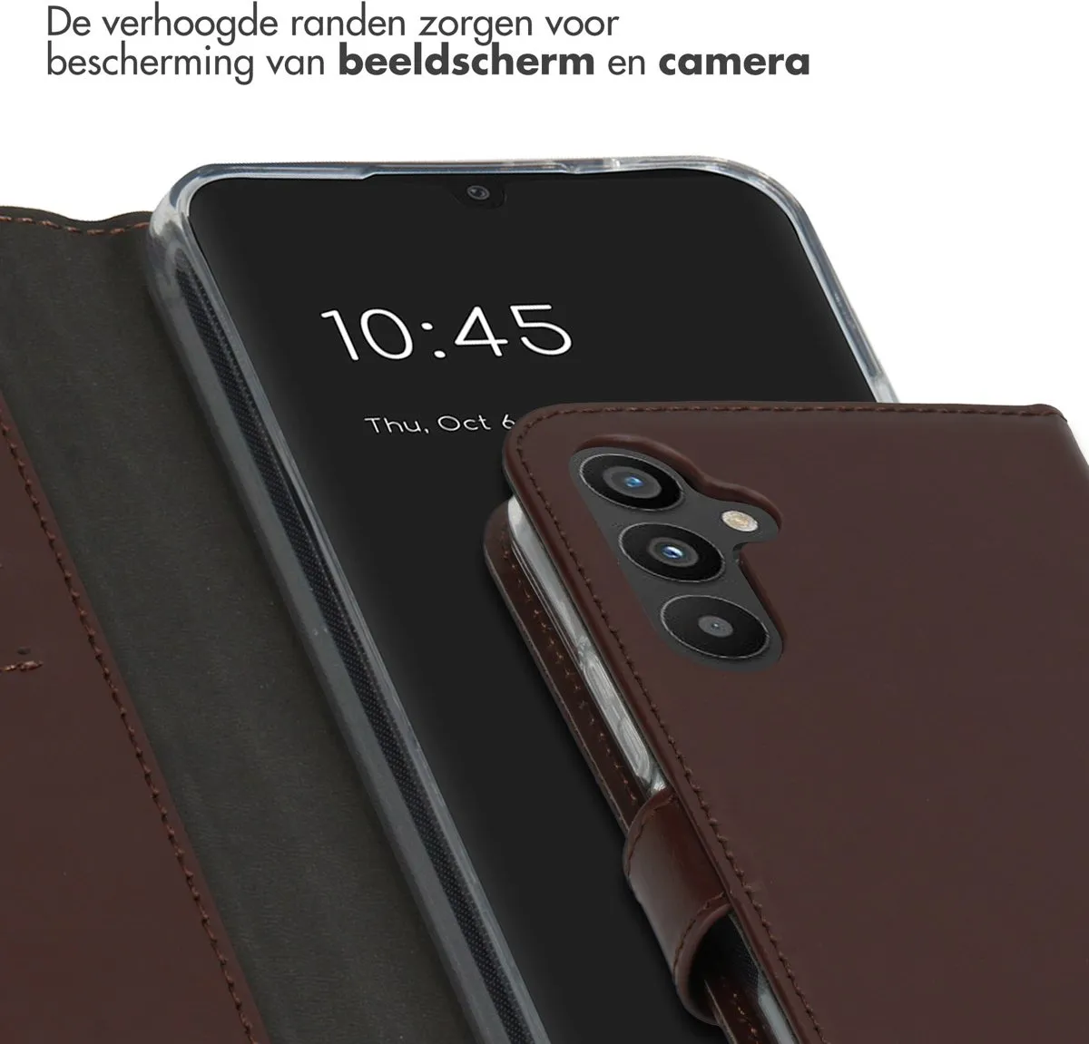 Selencia Hoesje Samsung Galaxy A34 5G - Echt Lederen Bookcase Bruin