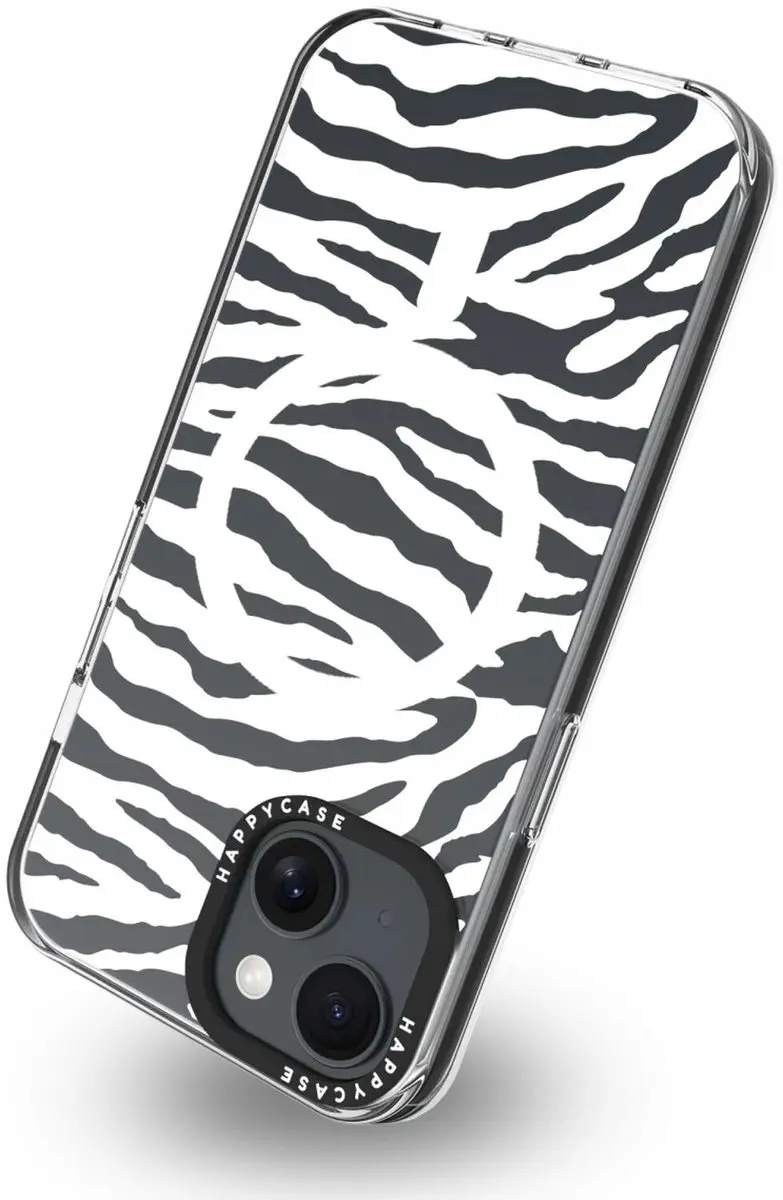 HappyCase Joy Hoesje Bloemen Silver Zebra - Apple iPhone 13/14/16e - MagSafe