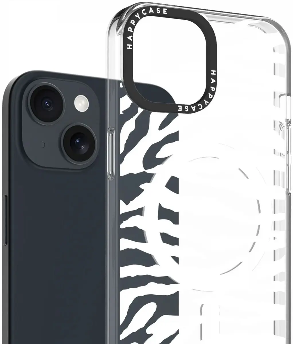HappyCase Joy Hoesje Bloemen Silver Zebra - Apple iPhone 13/14/16e - MagSafe