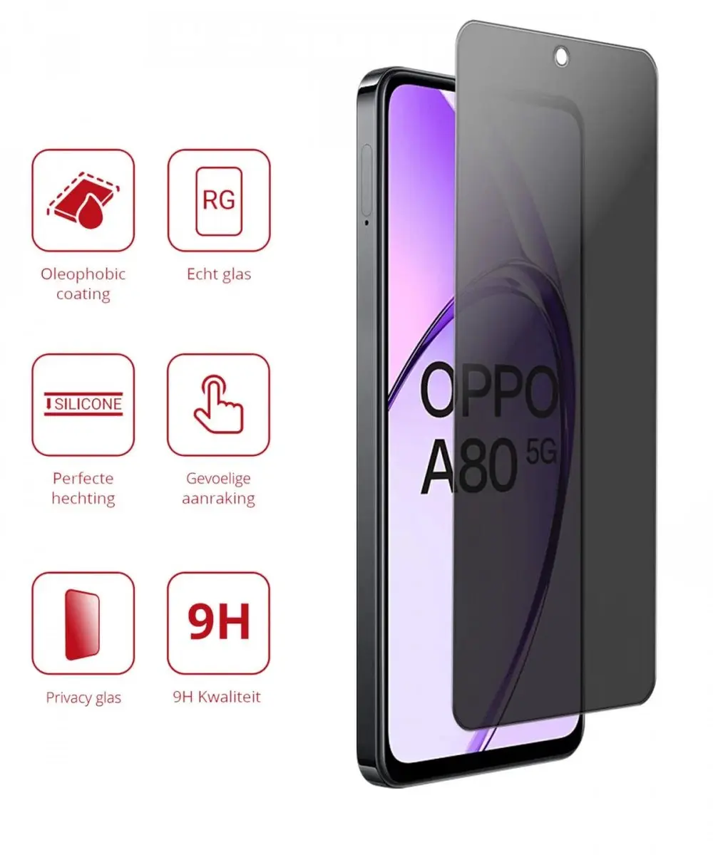 Rosso Privacy Screen Protector Oppo A80 - 9H Gehard Glas