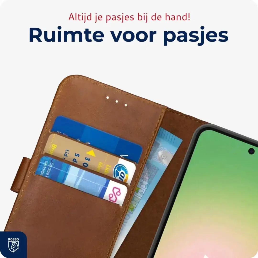 Rosso Deluxe Echt Leer Hoesje 208932 - Samsung Galaxy A56 - 3 Pasjes - Bruin