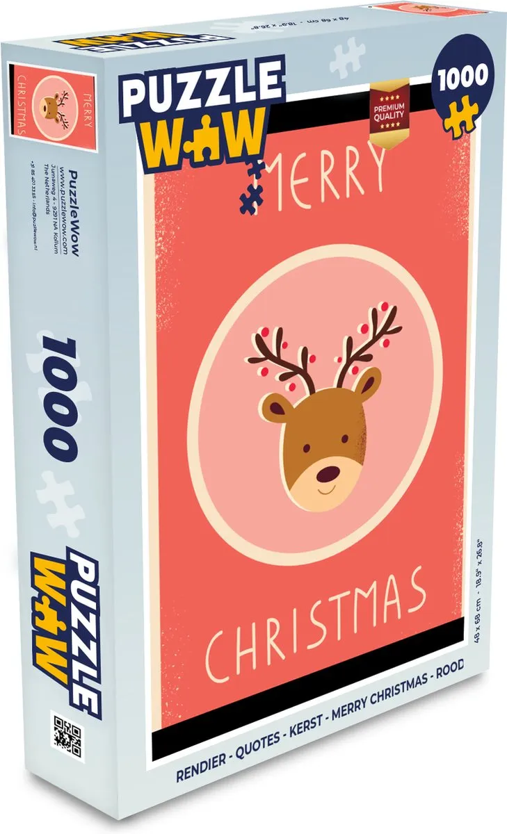 PuzzleWow Rendier Kerstpuzzel 1000 Stuks