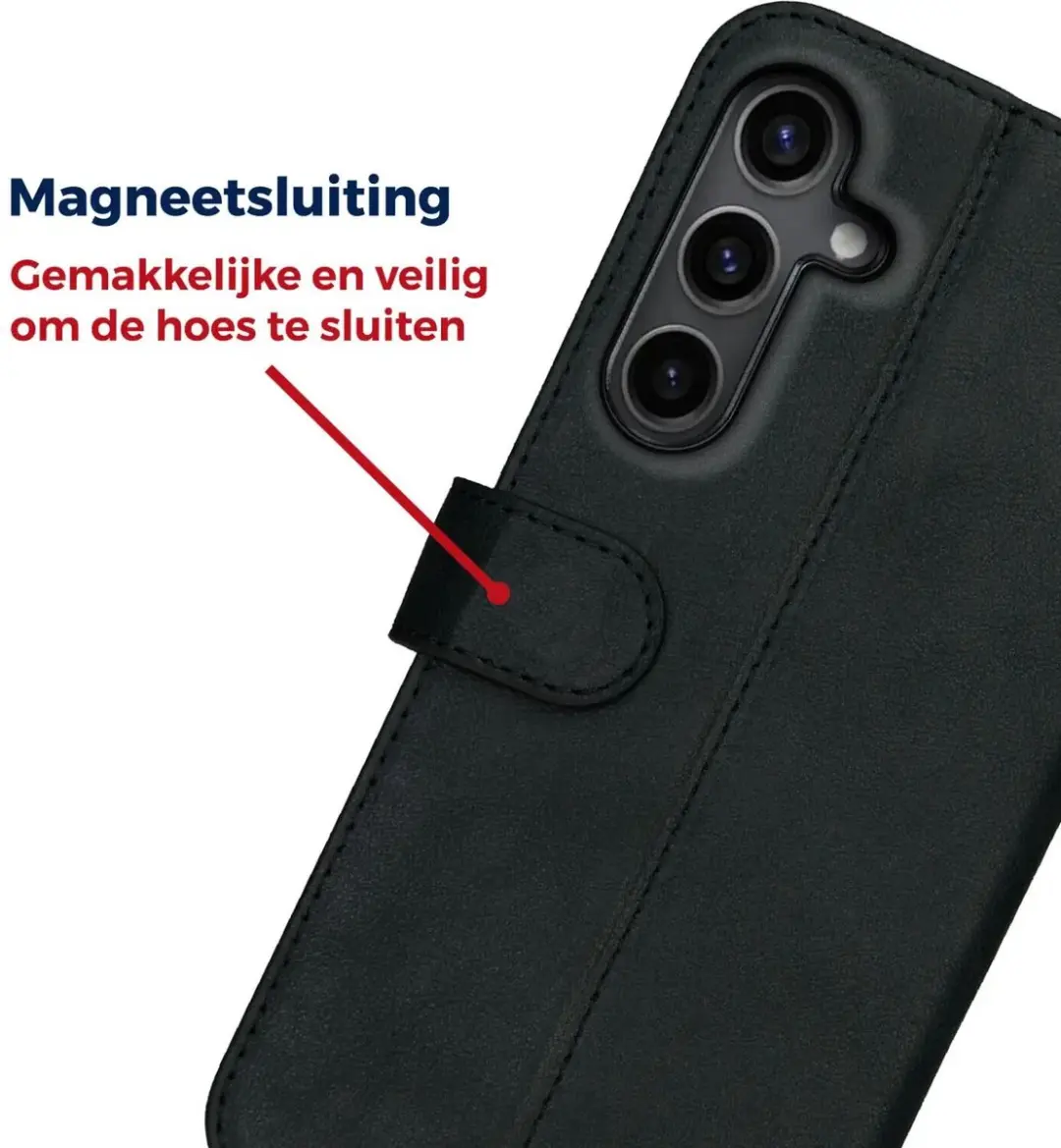 Rosso Deluxe Echt Leer Hoesje 210093 - Samsung Galaxy A16 - 3 Pasjes - Zwart