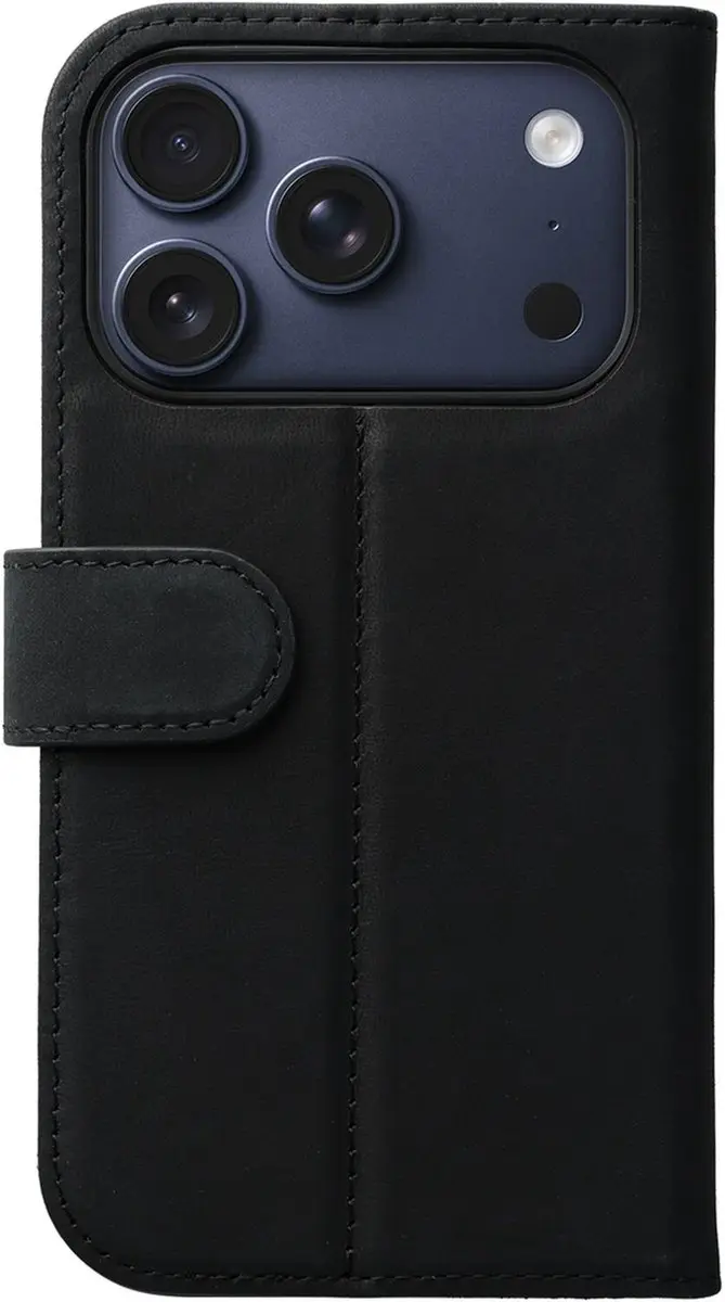 Rosso Elite 218787 Hoesje iPhone 17 Pro - Echt Leer Zwart - 3 Pasjes