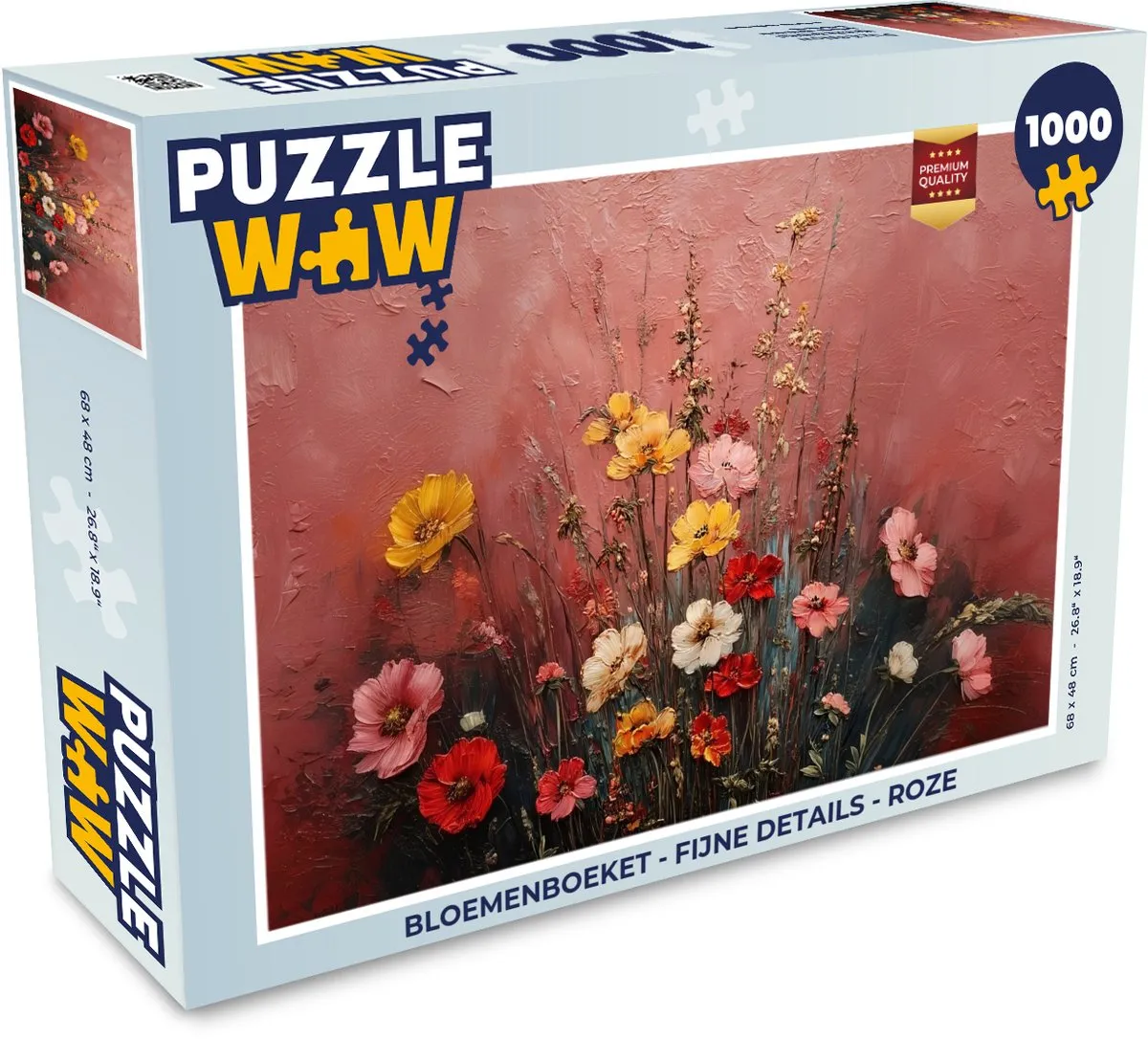 PuzzleWow Bloemenboeket Legpuzzel 1000 Stuks - Roze