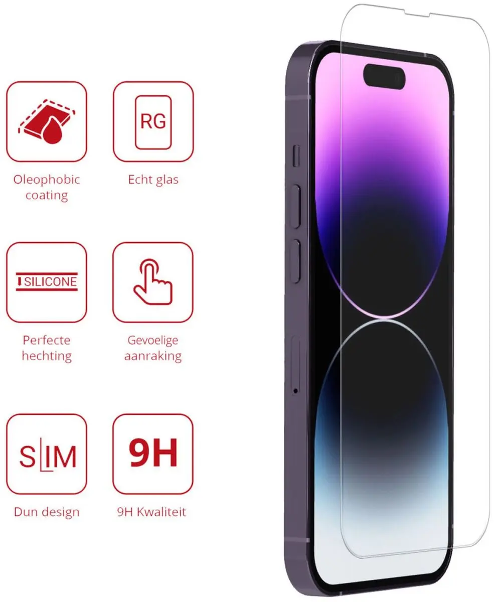 Rosso Screen Protector iPhone 14 Pro 9H Glasplaatje - 2 Stuks