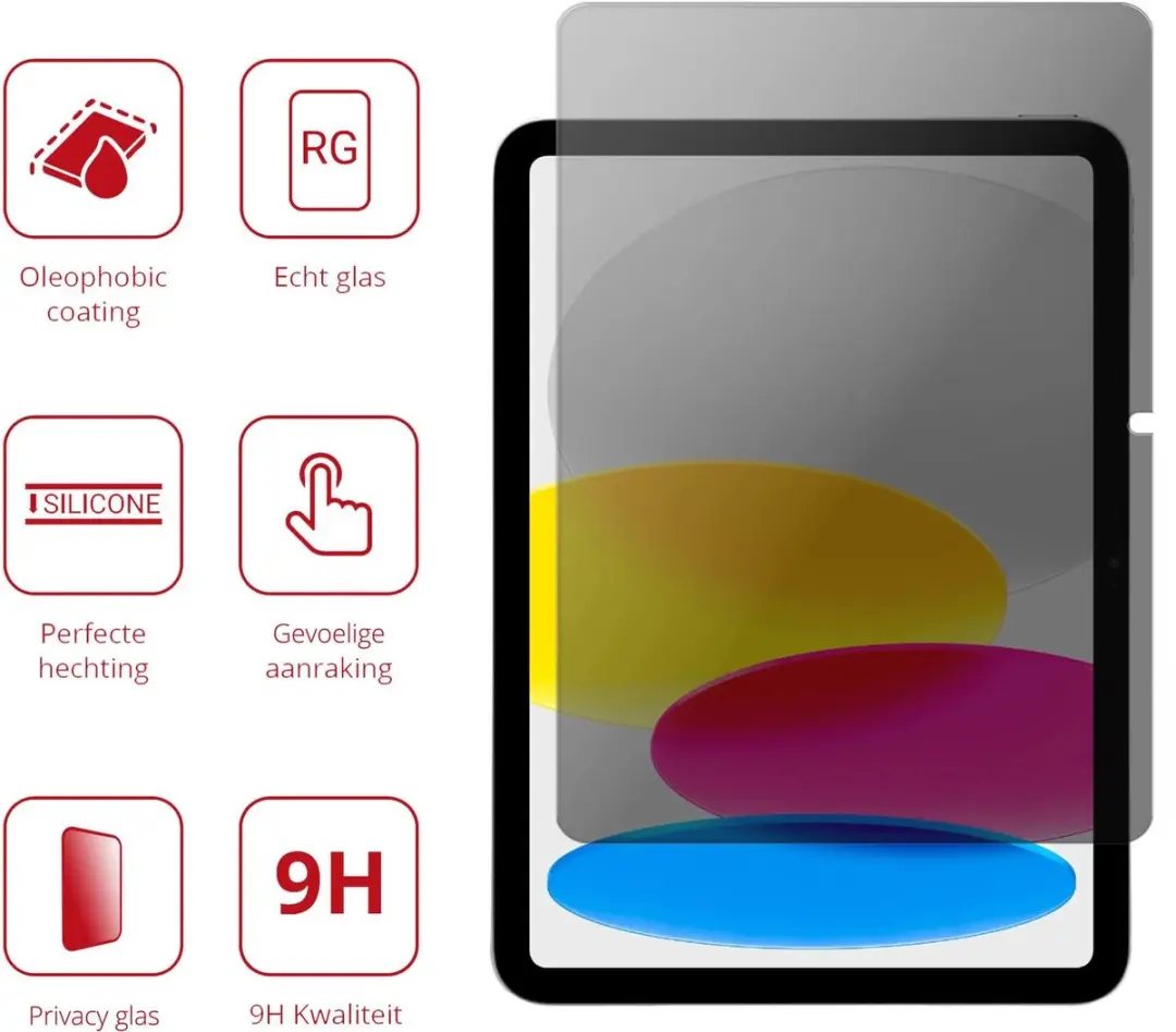 Rosso 258423 Privacy Screen iPad 11 (2025) - 9H Glas - Transparant/Red