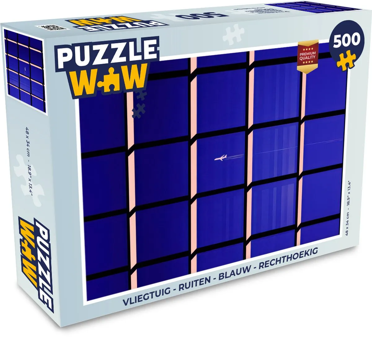 PuzzleWow Vliegtuig Puzzel 500 Stuks - Blauw Ruiten