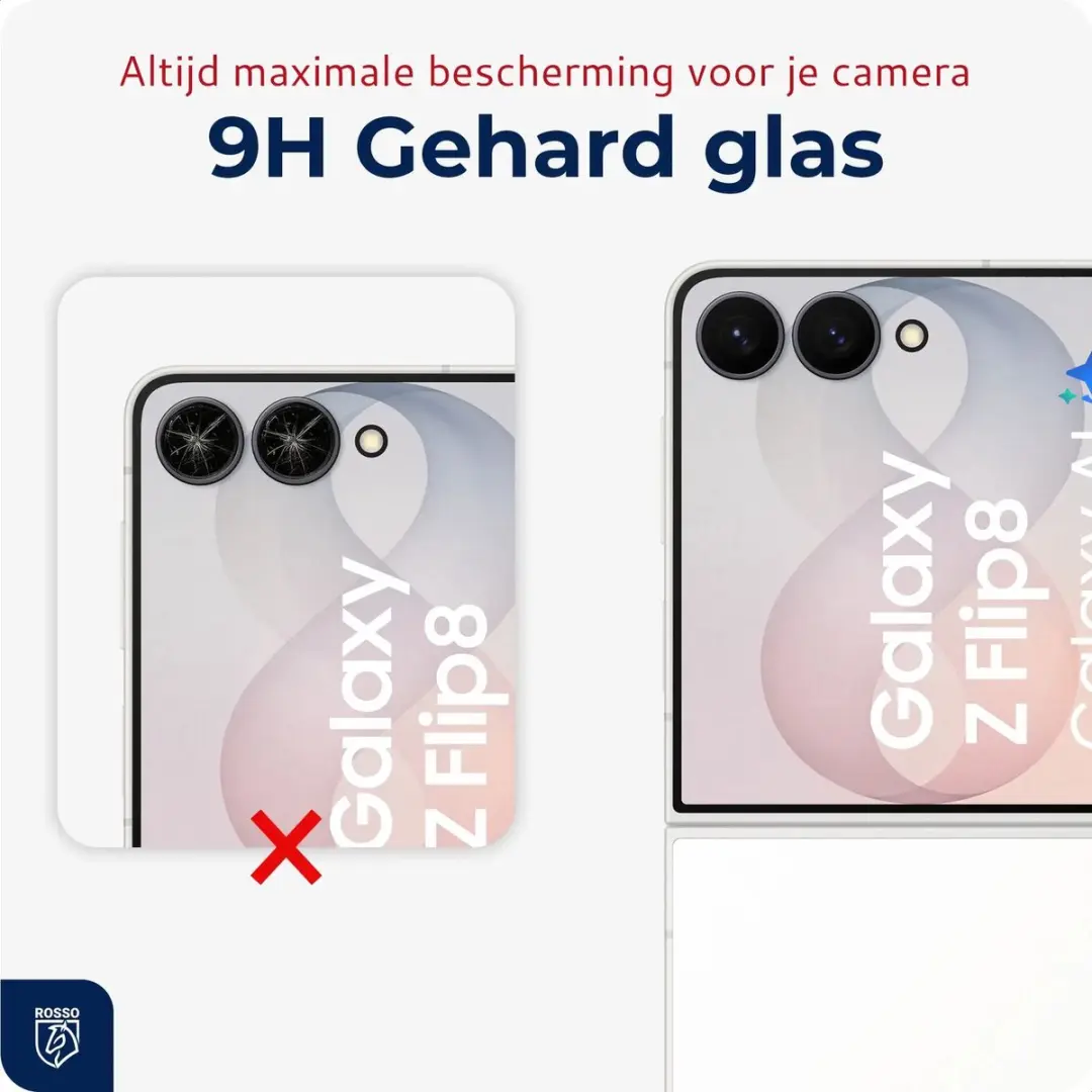 Rosso Camera Frame Protector Zwart - 9H Tempered Glass - Samsung Galaxy Z Flip8